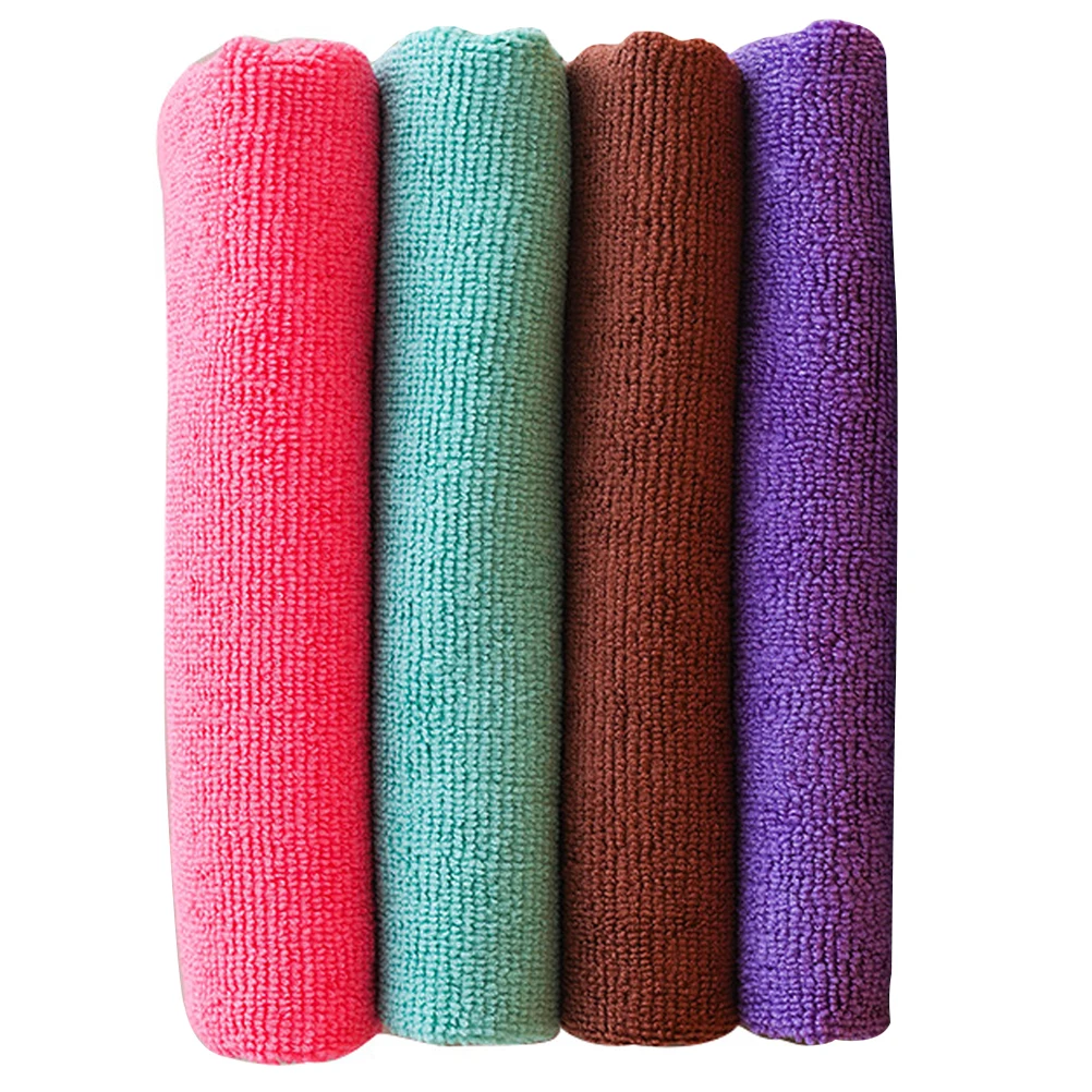 

4pcs Thick Microfiber Cleaning Cloths 30x30cm Absorbent Dish Kitchen Washcloths Multi function Soft Non shrinking