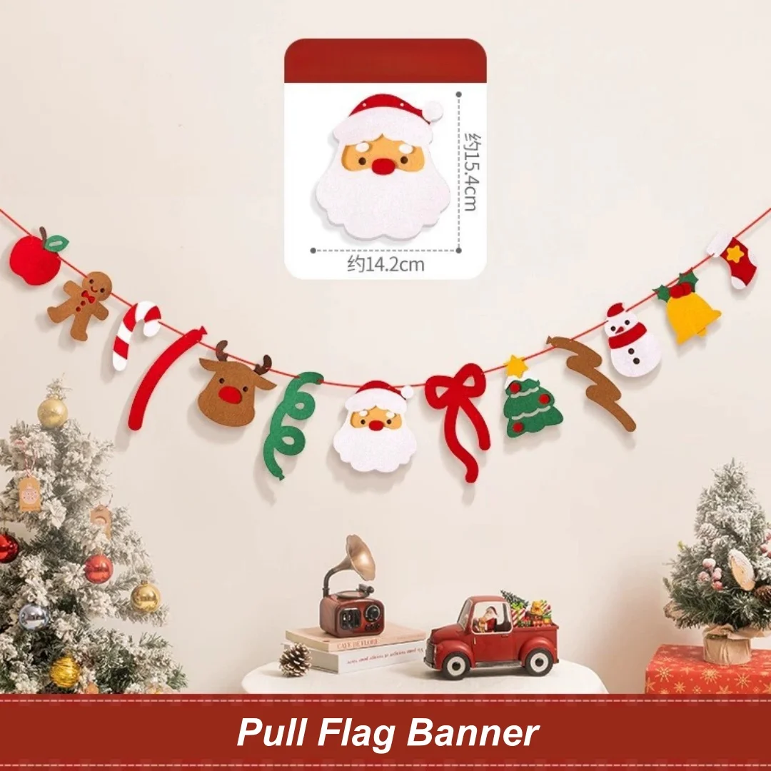 Merry Christmas Decoration Colorful Christmas Banner Christmas Pull Flag Easy Installation Light String Decoration For Party