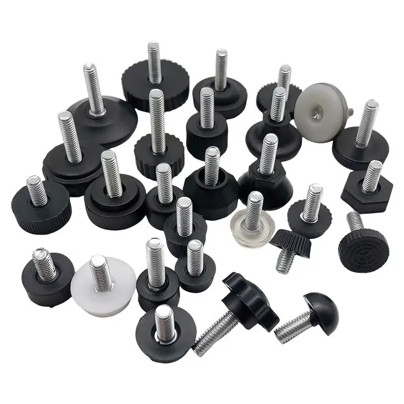 M6 M8 Bottom Three Line Anti Slip Adjustable Foot Cabinet Table Leg Height Adjustable Foot Pad Furniture Accessories Black/white