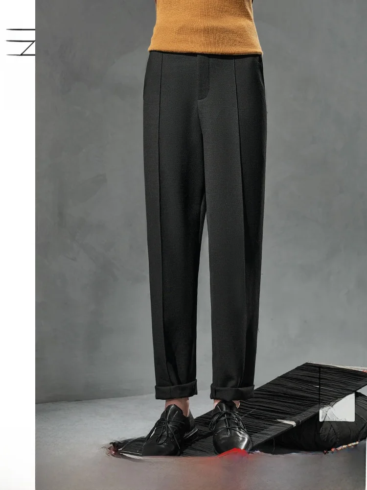 

Casual Woolen Women's Pants High Waist Harlan Sle Elastic Waist Anti-Wrinkle Slimming Spring New Design by Riso