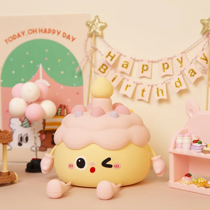 

Creative birthday cake night light cute girl bedside ornament decompression pat gift sleeping gift atmosphere light