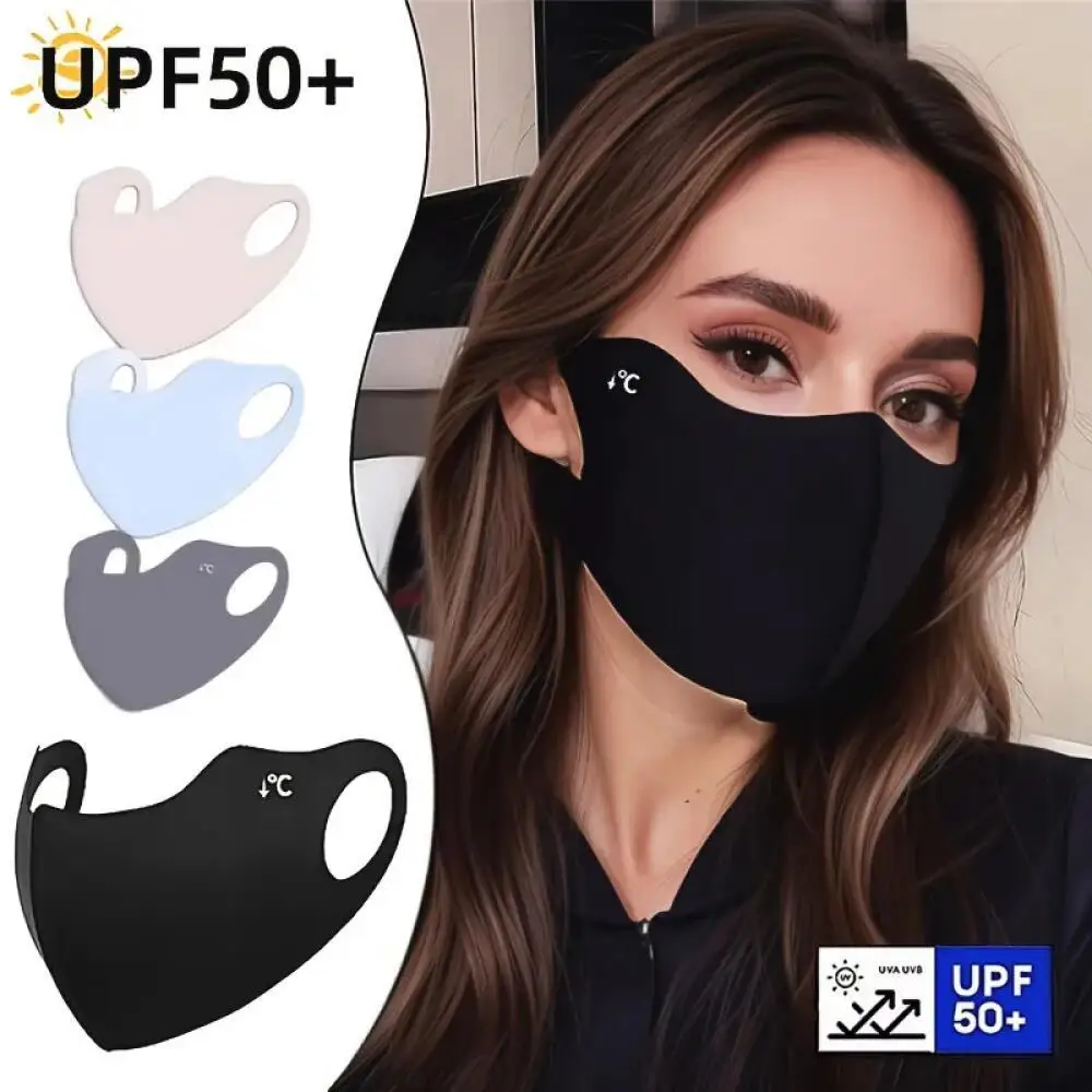 Cooling summer sun mask for outdoor sports, breathable ice silk face cover for driving, cycling, and shopping