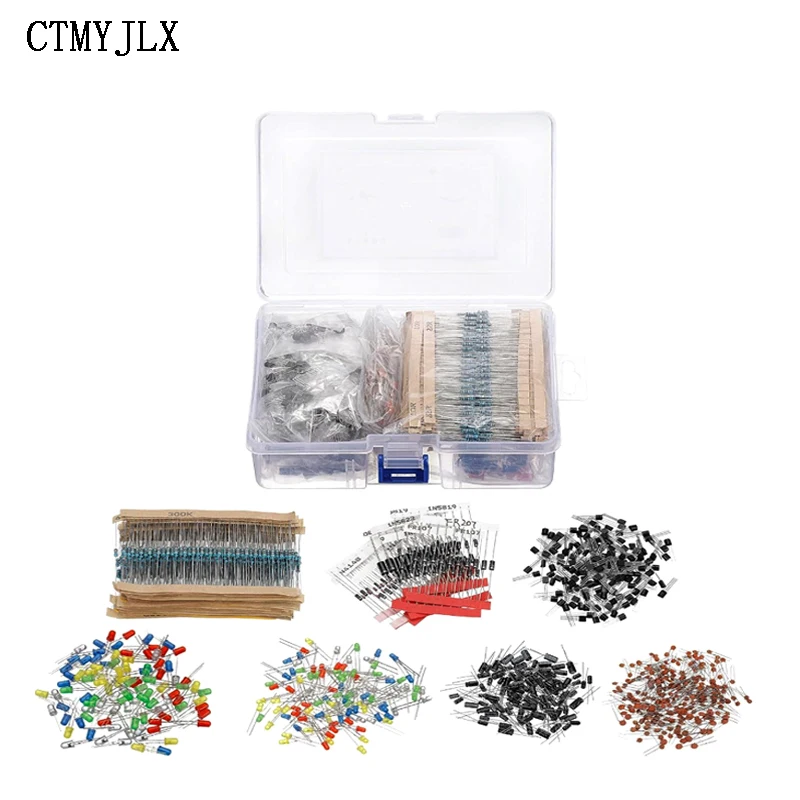 

1490PCS DIY Electrolytic Set Capacitor Ceramic Kit Resistor LED Diode Set Transistor Package Diy Assortment Electronic Component