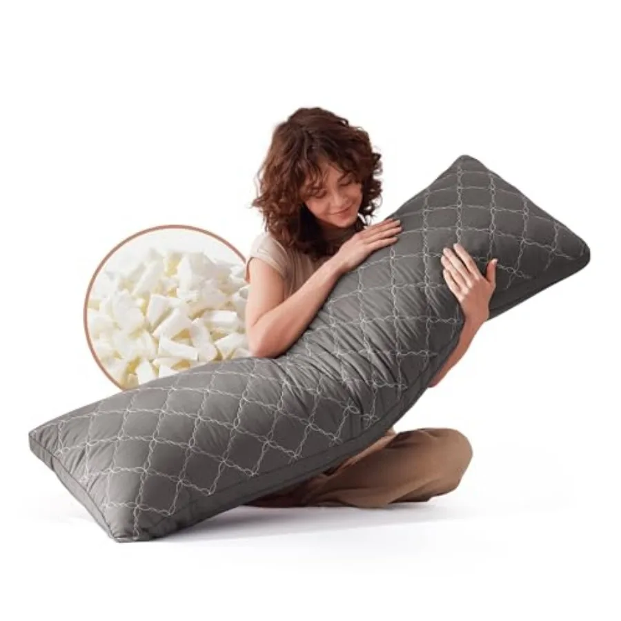 

Memory Foam Body Pillow for Adults, Ultra-Soft Full Body Pillow with Diamond Quilted Cover, Support for Side Sleepers - Machine