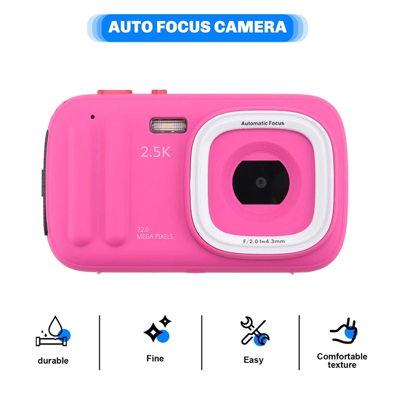 Ежедневная цифровая камера 72 МП, компактная камера для точечной и съемки 2,5 К, камера с автофокусом с 16-кратным зумом и Mp3 для детей