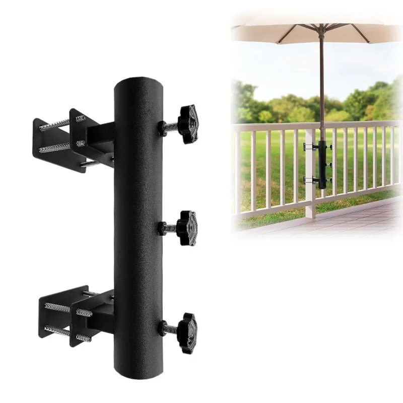 Outdoor Patio Umbrella Base Fixing Clamp Parasol Mount Bracket Sun Shade Pole Railing Fastener for Balcony Rail Installation
