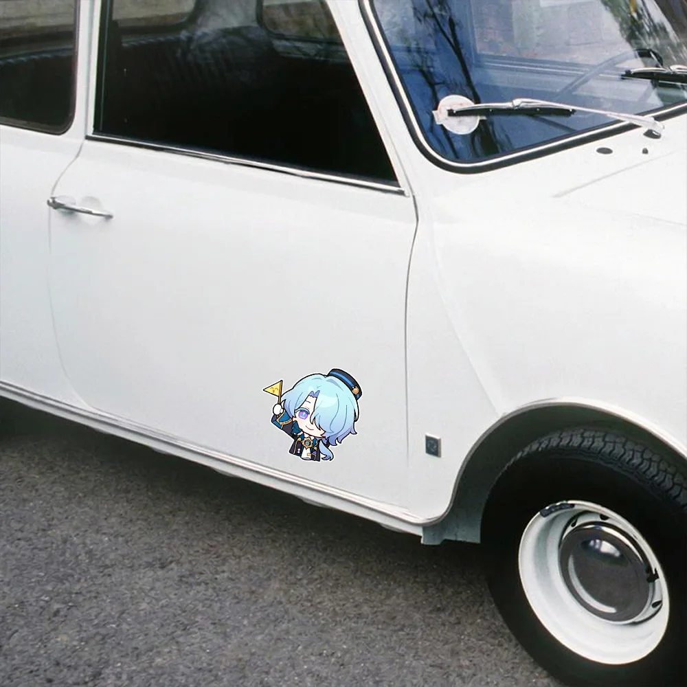 Anime Mikhail Sticker Electric Moto Car Decoration Scratch Shielding Game Honkai Star Rail Cute Helmet Fuel Cap Windshield Decal