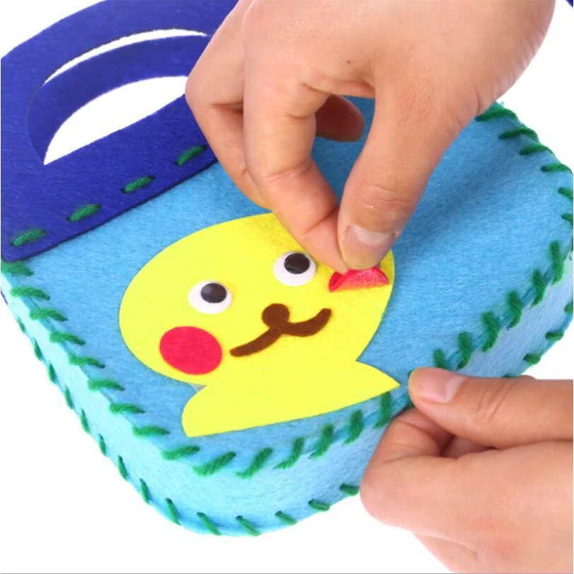 Kinder-DIY-Nähset mit Vliesstoff, Cartoon-3D-Aufkleber zum Selbermachen, Pädagogisches Spielzeug-Materialpaket