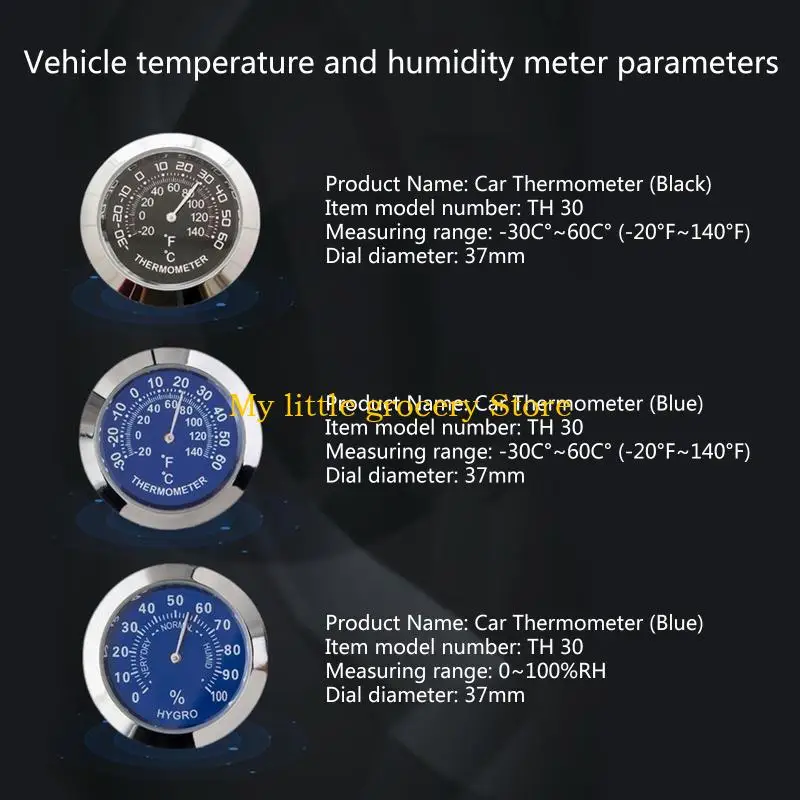 D5BD Car Interior Accessories Mini Hygrometer Thermometer Dashboard Ornament Car Part
