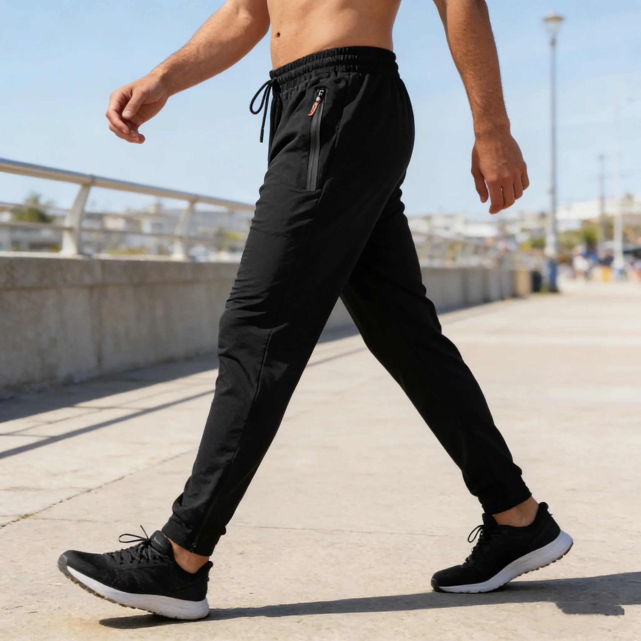 2026 Herren-Laufhose Schnelltrocknende Dünne Freizeithose Sporthose mit Reißverschlusstaschen Sportbekleidung Schnelltrocknende Jogging-Sporthose