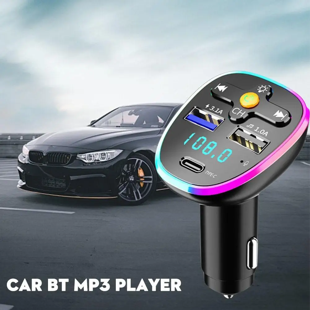 

12-24 Bluetooth 5.0 Car Charger Car FM Transmitter 3.1A Free Bluetooth USB Car Mp3 PD Type-c Dual Charging Port Hands True W1H5