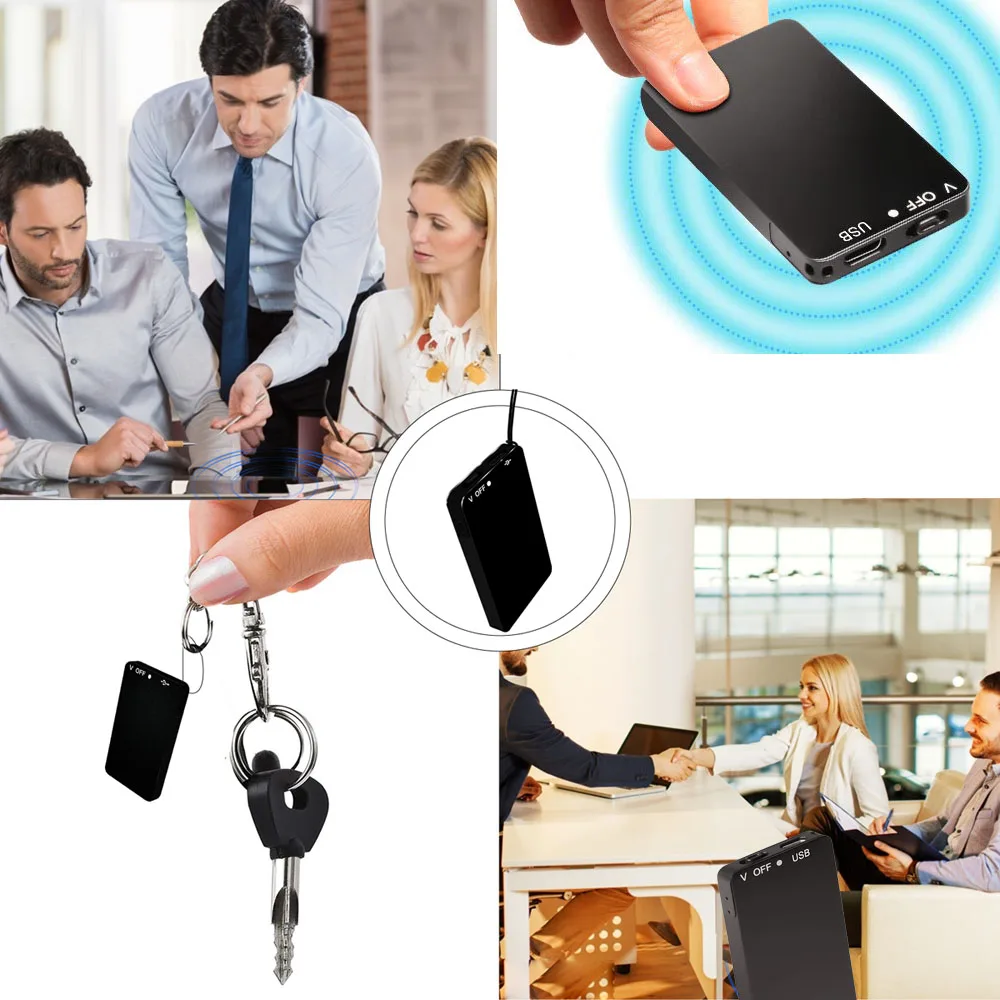 Aomago محرك فلاش متعدد الوظائف 64 جيجابايت، بطاقة رفيعة، مشغل MP3، مسجل صوت صغير منشط