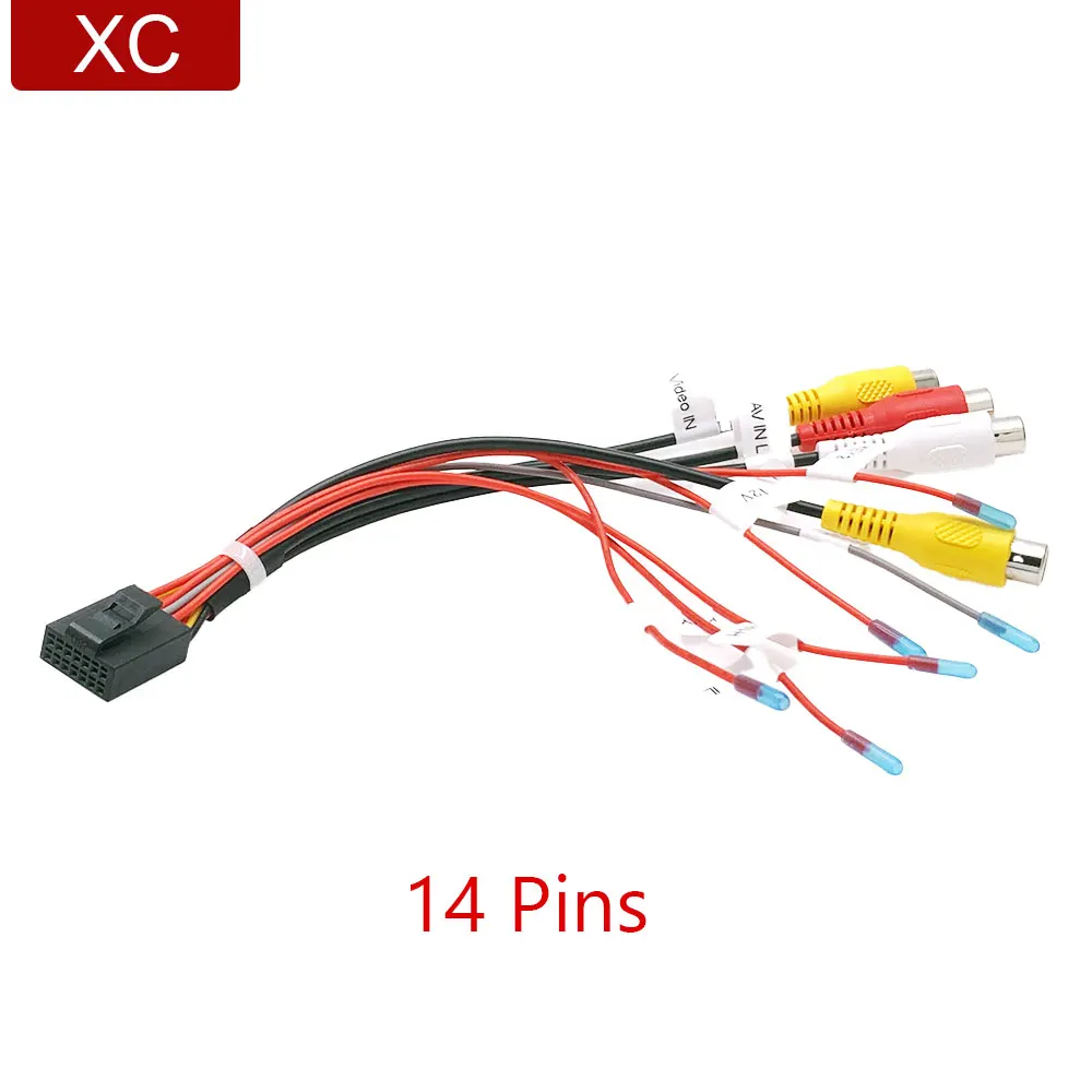 14 Pin Car Radio Reverse Camera AV Video IN CAN IIL Steering Wheel Control Wiring Harness Cable For ZhiFang Android Navigation