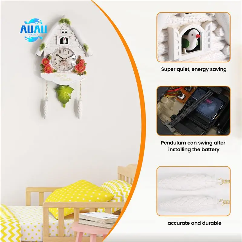 

AUAU-Cute Bird Wall Clock Cuckoo Alarm Clock Cuckoo Clock Living Room Watch Brief Children Bedroom Decor Home Day Time Alarm Clo