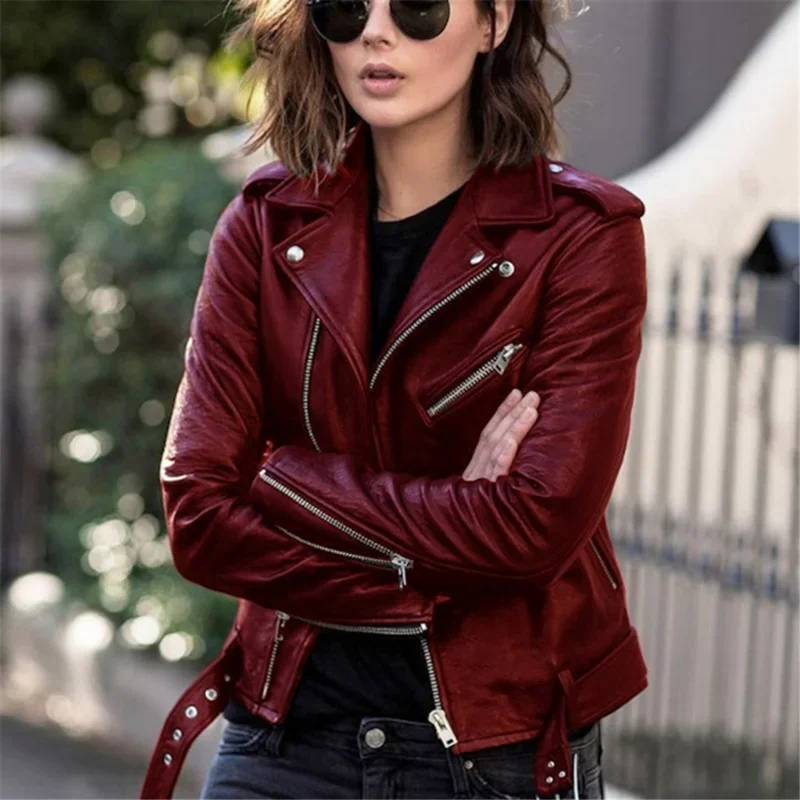 Ledermantel Damen neue Mode cool Top Herbst kurz Frühling koreanische Pu Motorrad tragen Slim Fit Winter Lederjacke Trend