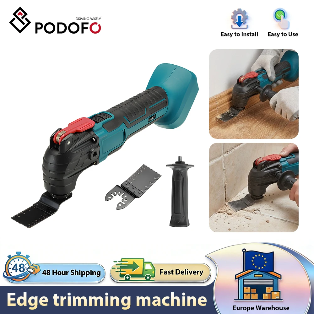 Herramienta oscilante multifuncional inalámbrica Podofo, oscilador eléctrico ajustable de 6 velocidades para eliminar bordes dentados, pulir y cortar con sierra.