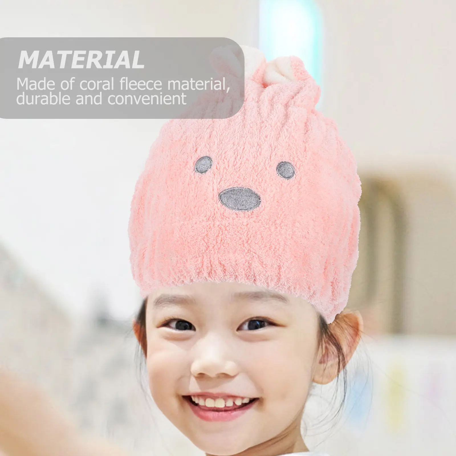 

Мягкое и легкое полотенце-тюрбан для сушки волос с мультяшным кроликом для детей, быстросохнущее, из кораллового флиса, незаменимо для дома и душа