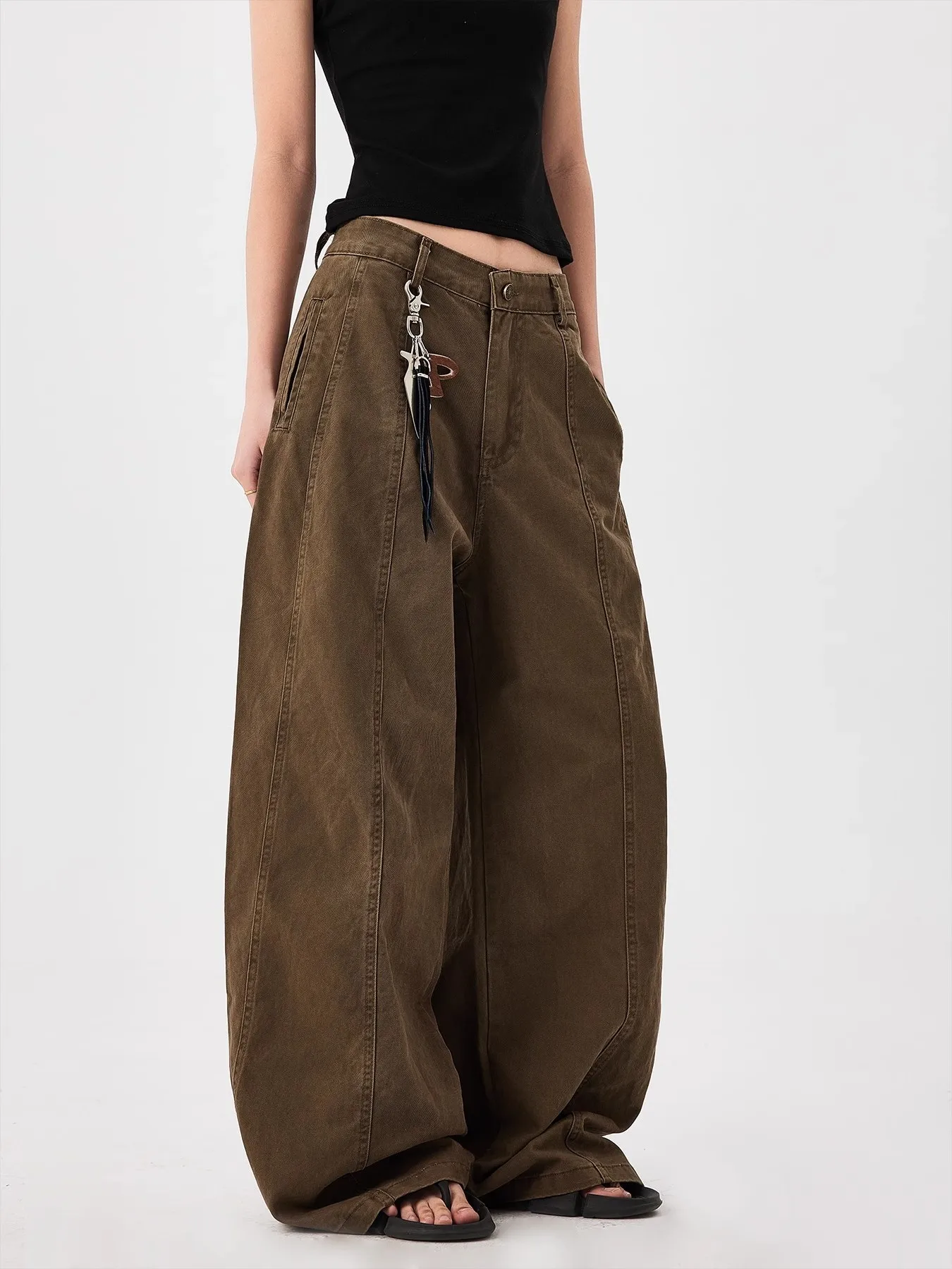 

Ретро американские винтажные широкие рабочие брюки мужские свободные прямые потертые драпированные брюки женские повседневные прямые брюки