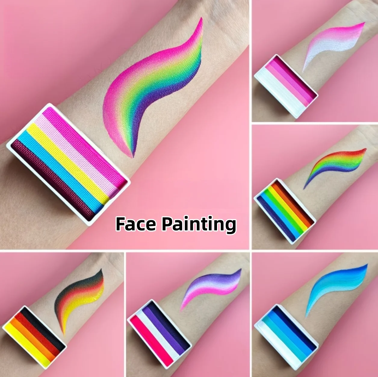 New Products Rainbow Split Cakes 30g Body Art Face Painting Water-based Holiday Adults Kids Cosplay Fancy Dress Costumes Stage