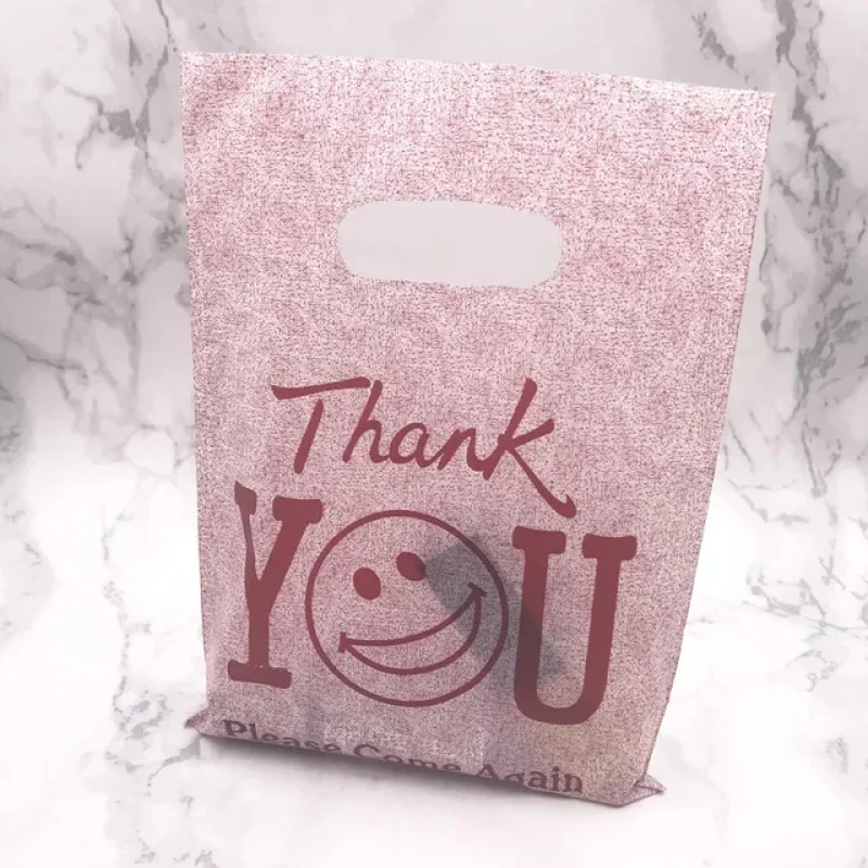 20 00piece.Custom.Custom logo printed fold plastic thank you die cut handle carry shopping packaging bags boutique retail sh