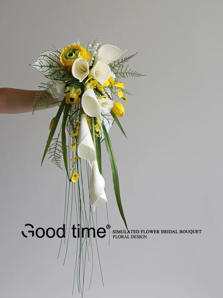 Waterfall hand holding artificial flower | Bridal wedding photography props Home wedding decoration floral arrangement