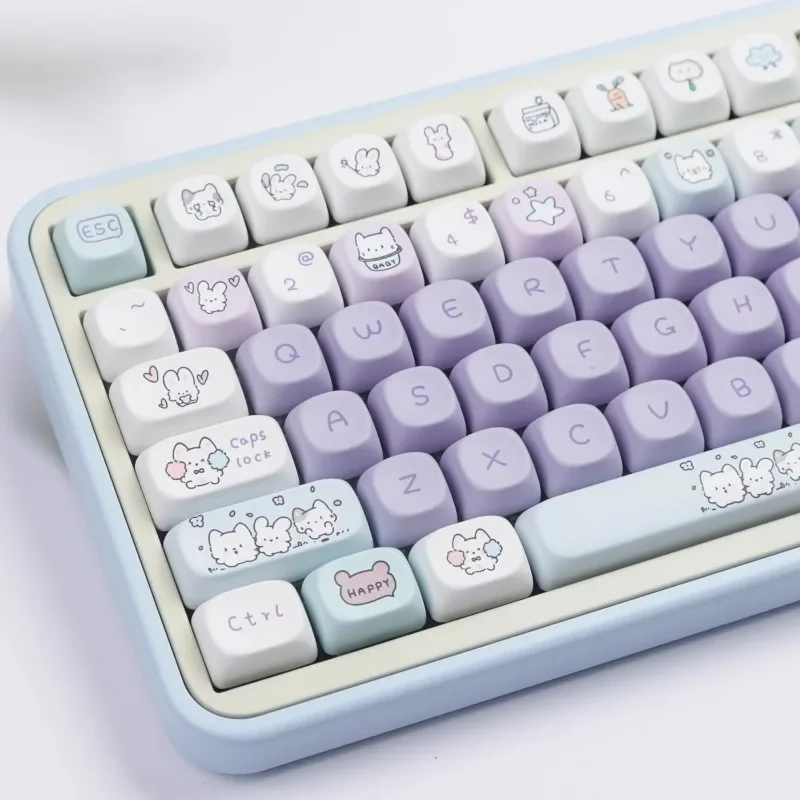 Kleine Konijnen Partij Keycaps 142 Key Pbt Sublimatie Moa Profiel Aangepaste Keycaps Gaming Mechanische Toetsenbord Accessoires Geschenken