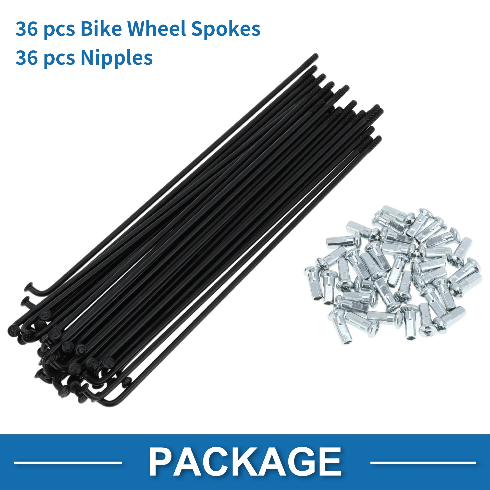 X Autohaux Fahrradspeichen 12G 125/134/136/155/160/170/175/183/185 mm Länge Fahrrad-Radspeichen Ersatzteile Kohlenstoffstahl Schwarz