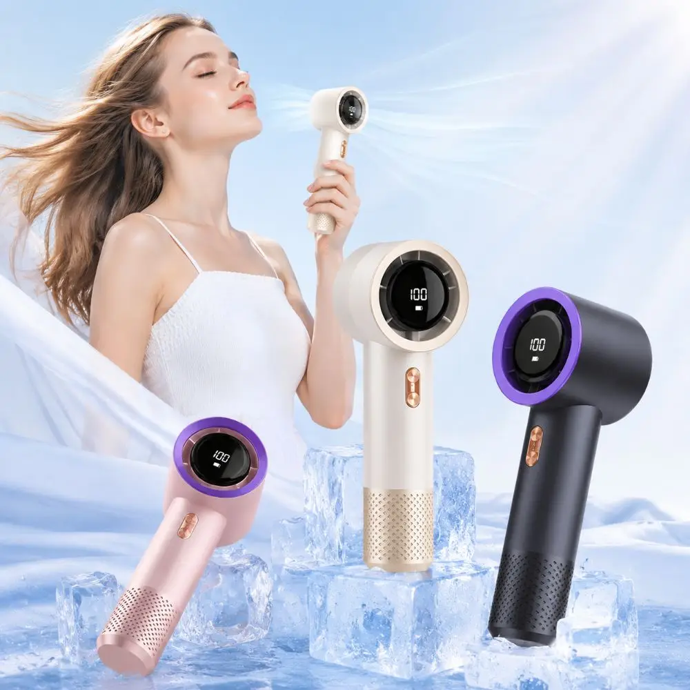New Adjustable Speeds Handheld Fan USB Charging Low Noise Bladeless Electric Fan Strong Wind High-Speed Fan Outdoor/Home/Office