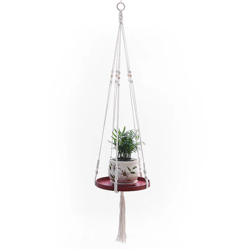 Flower Pot Net Tray Gardening Creative Green Plant Hanging Tray Hand-woven Cotton Rope Flower Pot Hanging Basket Fast Delivery