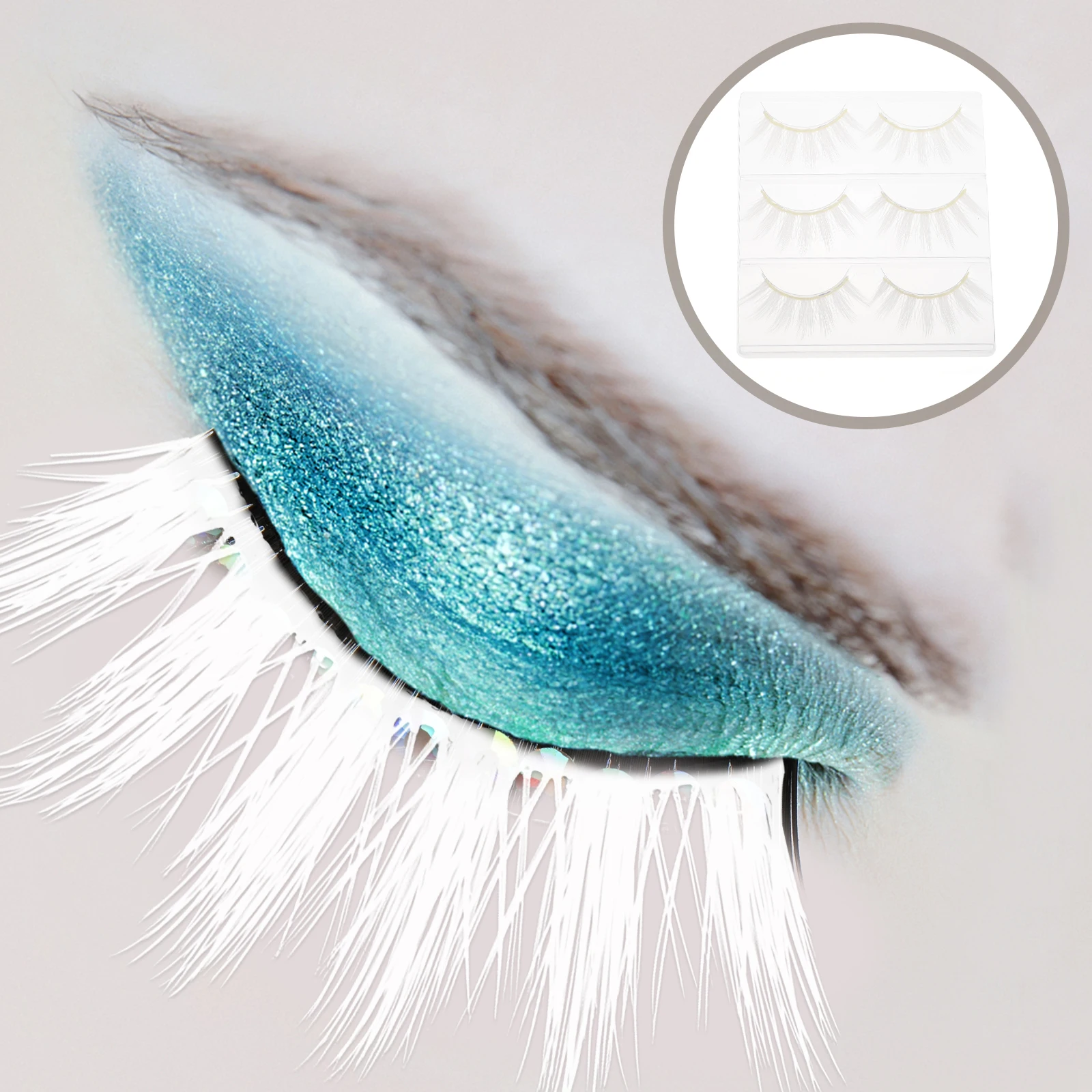 

6Pcs False Eyelashes Fake Lashes White Long Thick Lightweight Dramatic Party Makeup Eyelashes Extension Supplies
