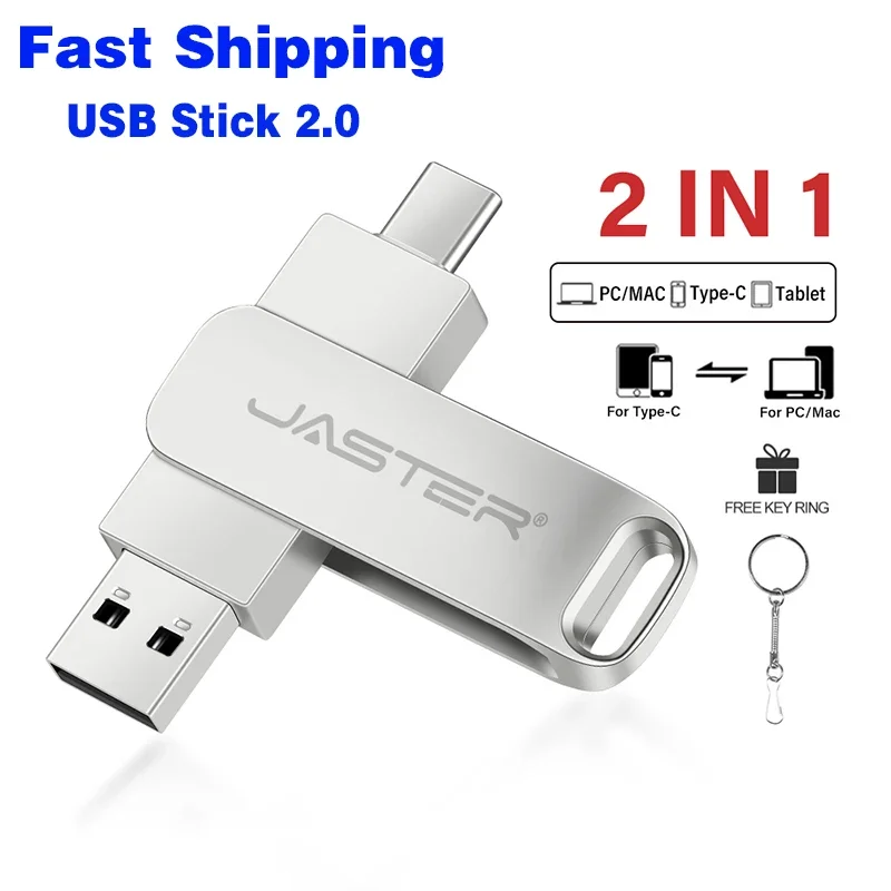 

Fast Shipping TYPE-C USB Flash Drive 64GB USB Stick 2.0 Pendrive 32GB 2 In 1 Pen Drives 16GB Memory Stick 8GB U Disk 4GB Gift