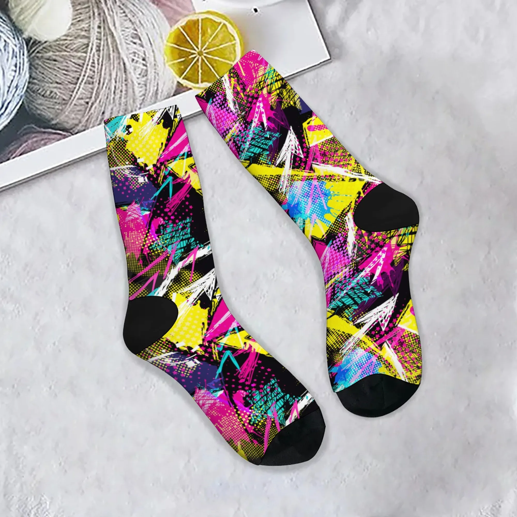 

Street Ink Splatter Graffiti Trend Socks Novelty Funny Men's Socks Retro Street Crazy Hip-Hop Socks Outdoor Casual Sports Socks