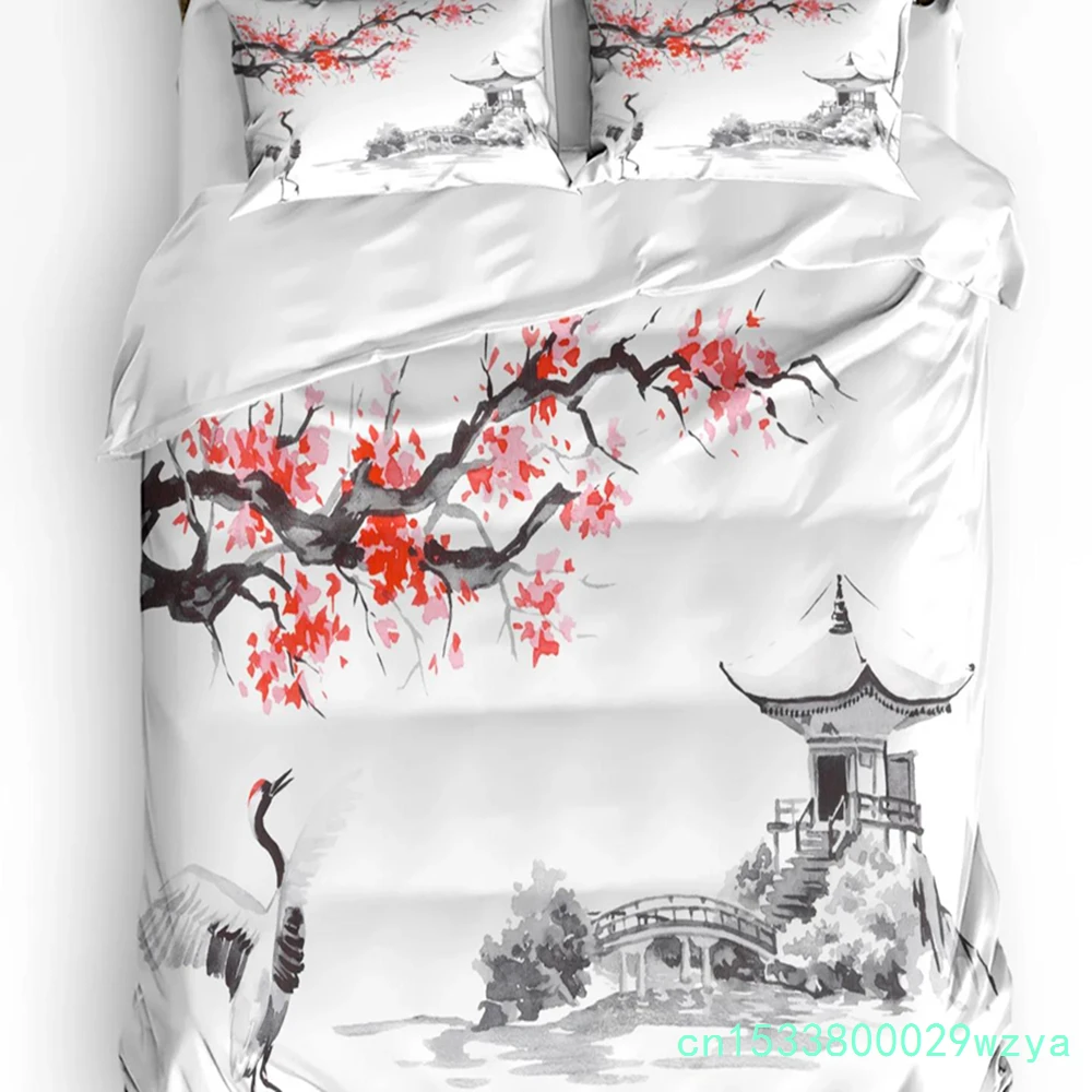 Peony Flower Leaves Watercolor 3pcs Bedding Set For Bedroom Double Bed Home Textile Duvet Cover Quilt Cover Pillowcase