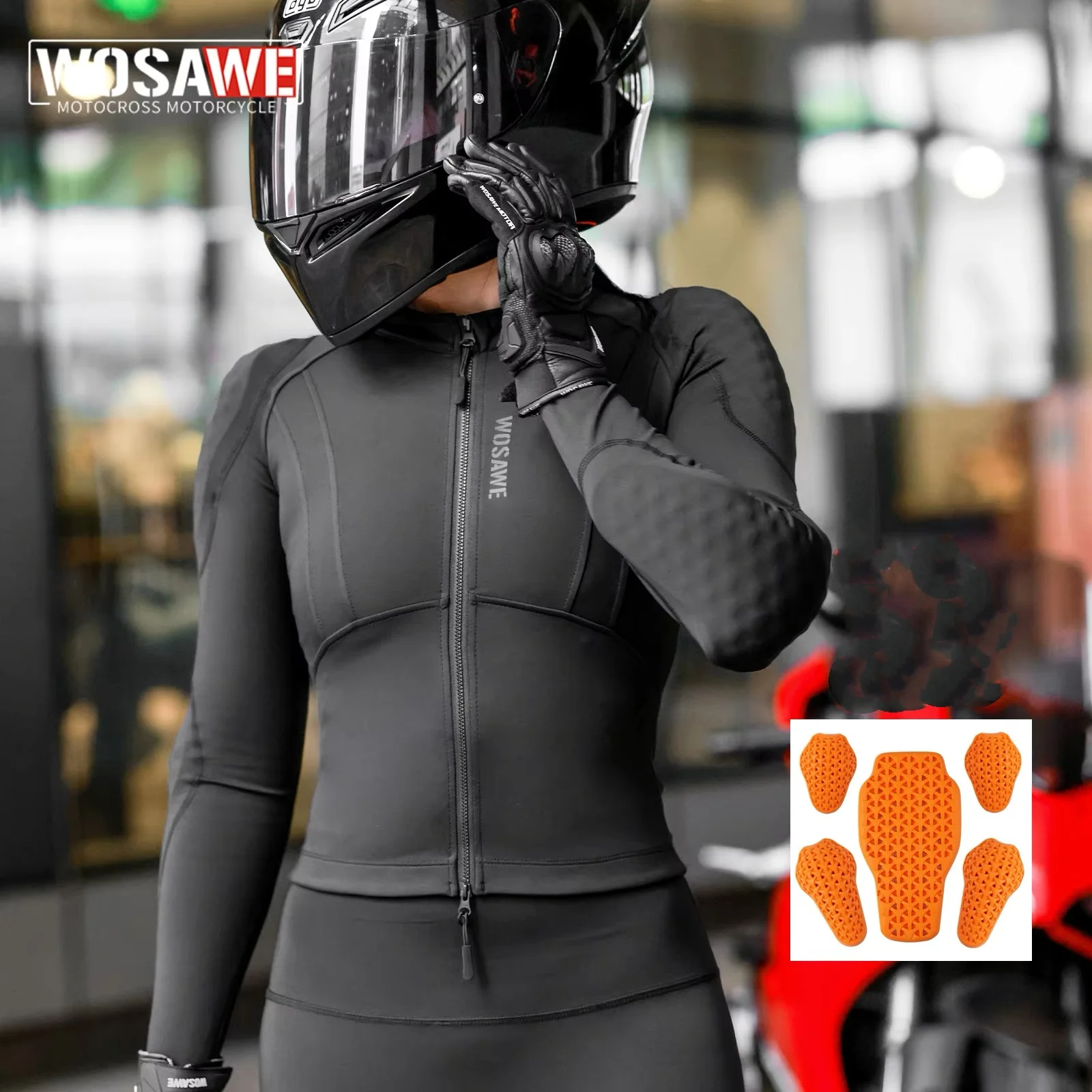 WOSAWE Women Motorcycle Jacket Summer Breathable Biker Street Riding Jacket Elastic Motorcyclist Clothing Female