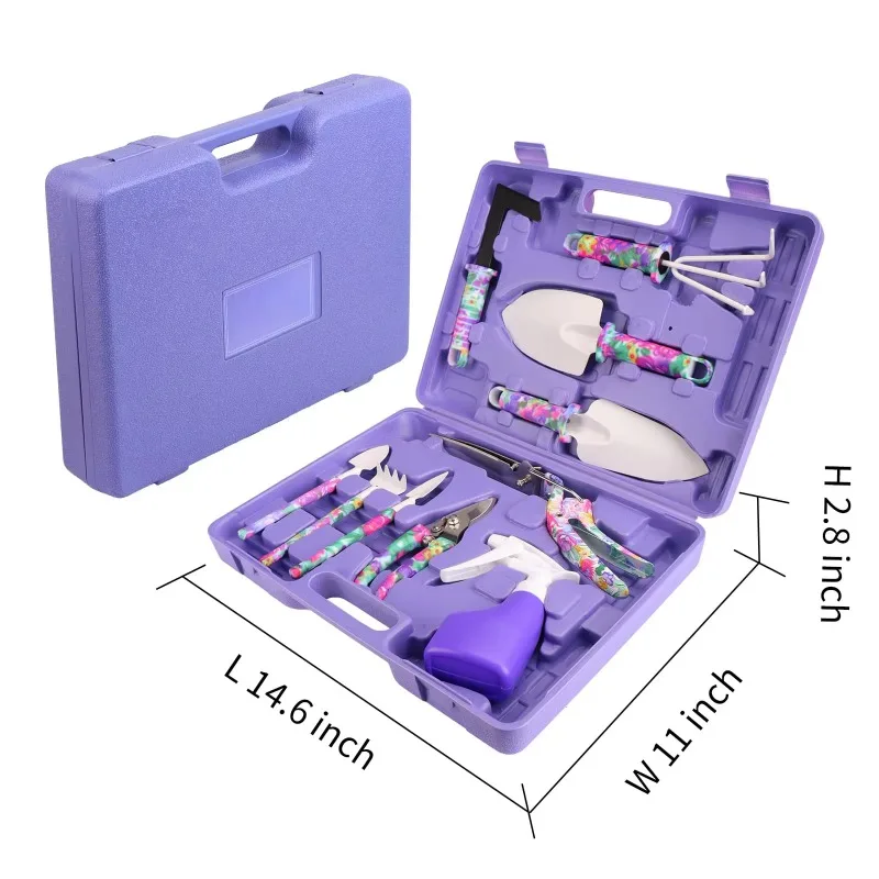 Tuingereedschapset van 10 stuks inclusief ergonomische handgreep, grassnijmachine en sproeier in tangenstijl voor grasmaaien, handgereedschap