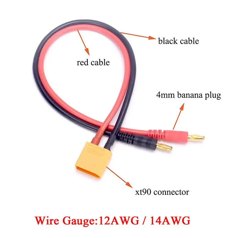 XT90 a 4mm spine a Banana cavo di ricarica batteria Lipo caricabatterie cavo 40cm 12AWG/14AWG per imax B6