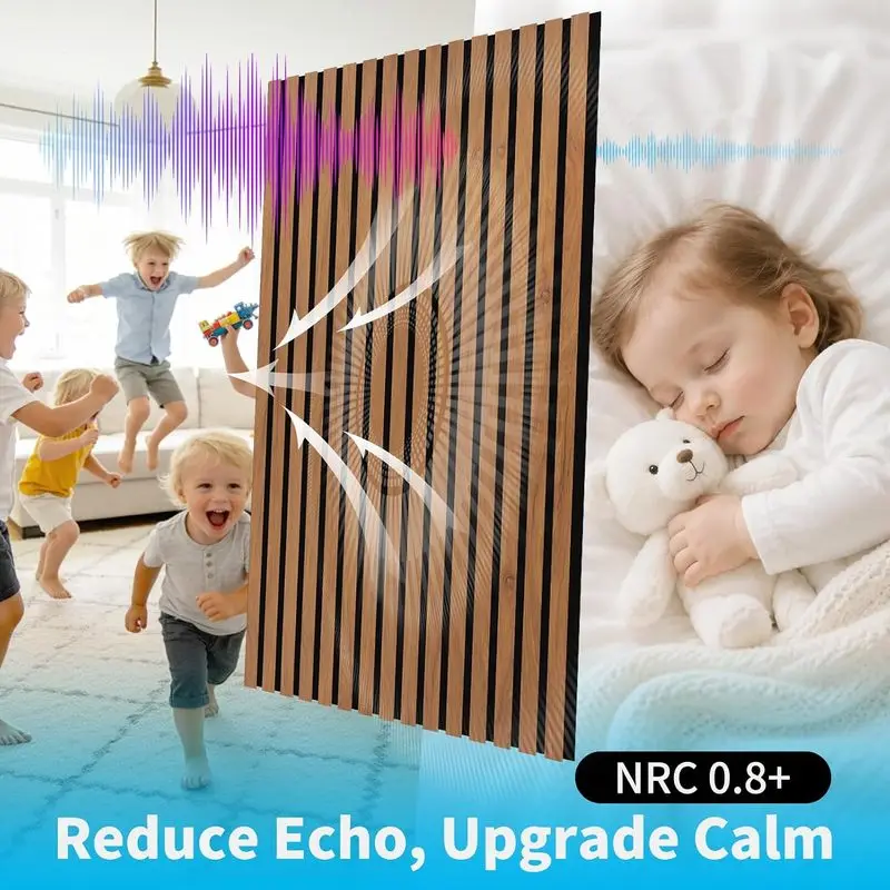 Acoustic Fluted Wood Wall Panels Decorative Sound-absorbing Panels 60*120cm Soundproof Wooden Felt Cork Tiles Boards Home Decor