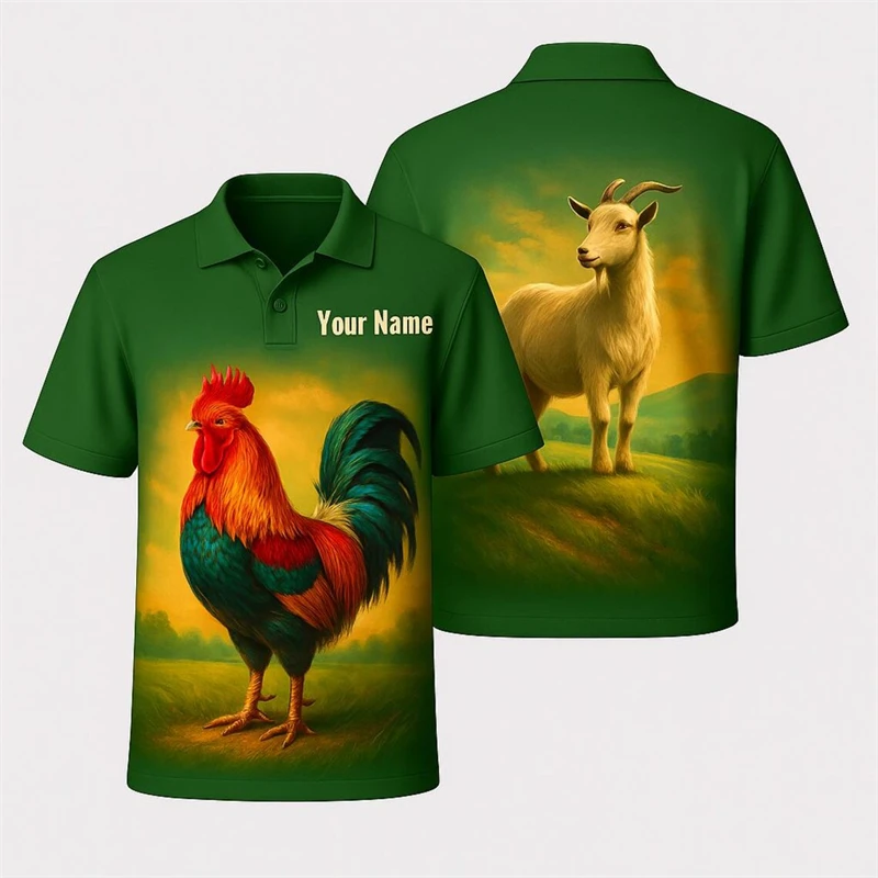 

Fashion Animals Graphic Men's Polos T-Shirts Short Sleeve Summer Goat Tiger Wolf 3d Printed Street POLO Shirt Casual Sports Tees