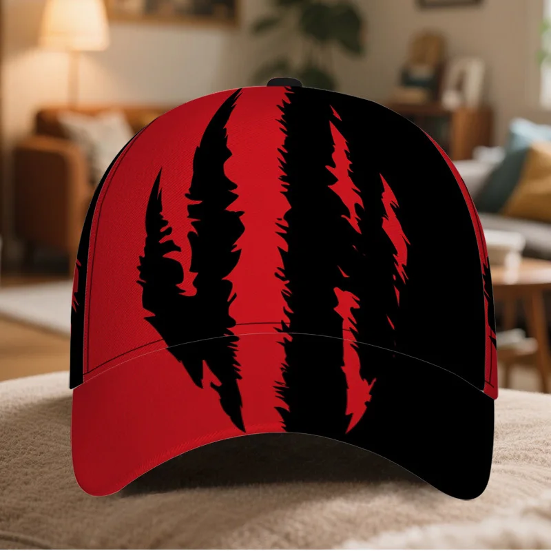 Claw Mark Baseball Cap Red Black 3D Scratch Pattern Snapback Hat Cool Streetwear Trucker Cap for Men Women