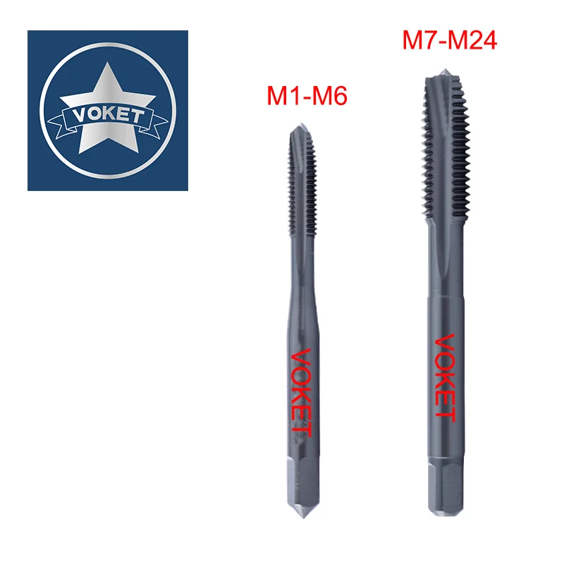 VOKET HSSE INOX Metric Spiral Fluted Tap Pointed M2 M3 M4 M5 M6 M8 M10 M12M14 M16 M18 M24 Machine Screw Thread Taps