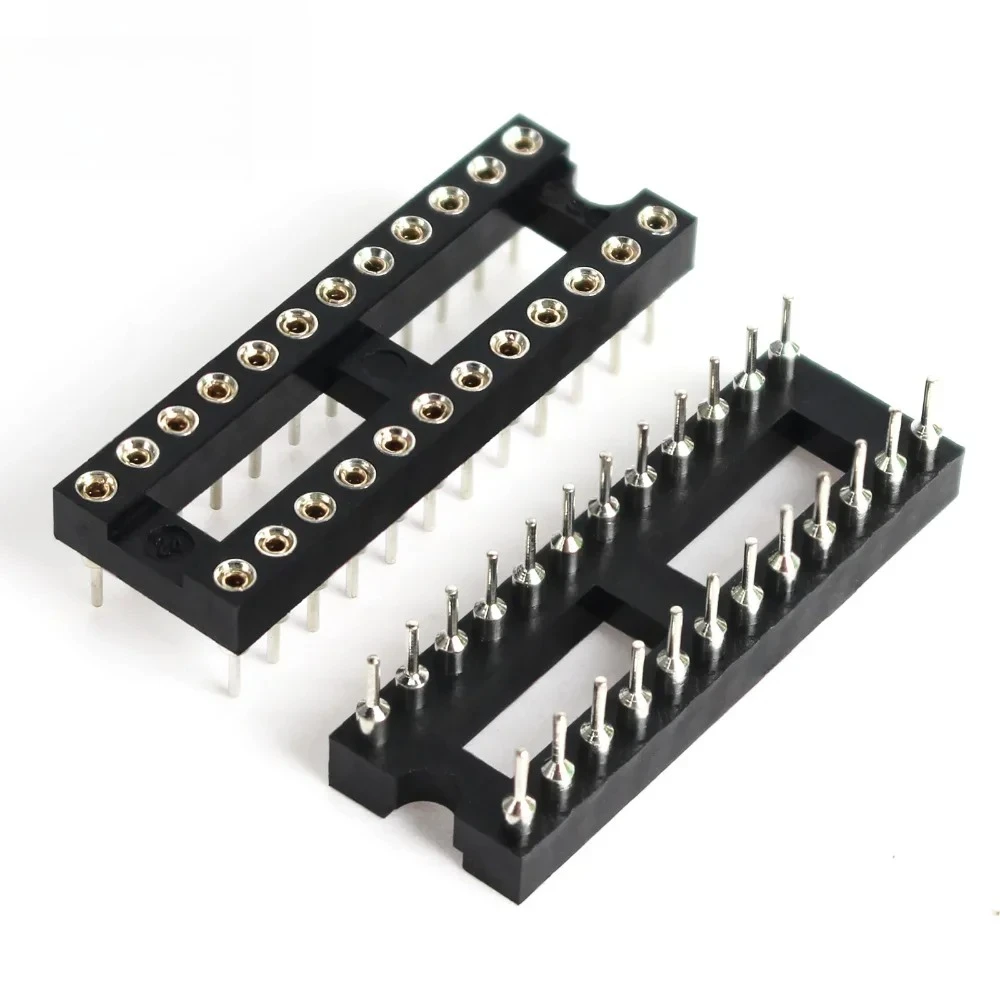 10PCS DIP IC Socket Kit 6/8/14/16/18/20/24/28Pin Round Hole 2.54mm PCB Solder Mount Sockets for Chip Prototyping Repair