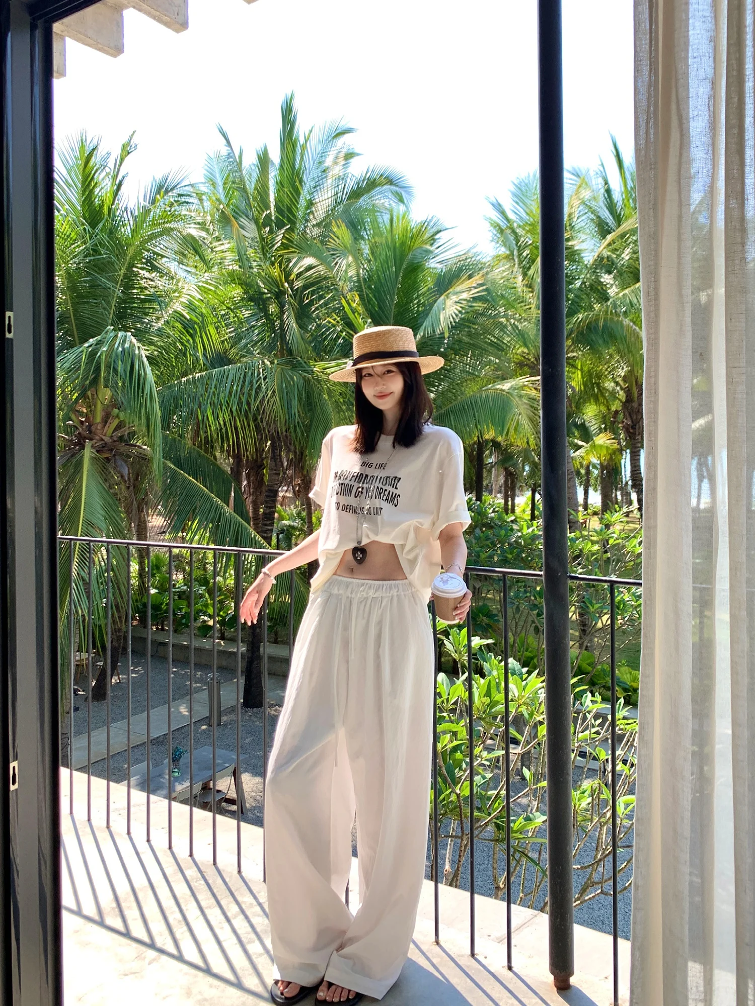 

Свободные брюки с высокой талией и широкими штанинами для женщин, летние, новые, универсальные, свободного кроя, визуально стройнящие, в пол