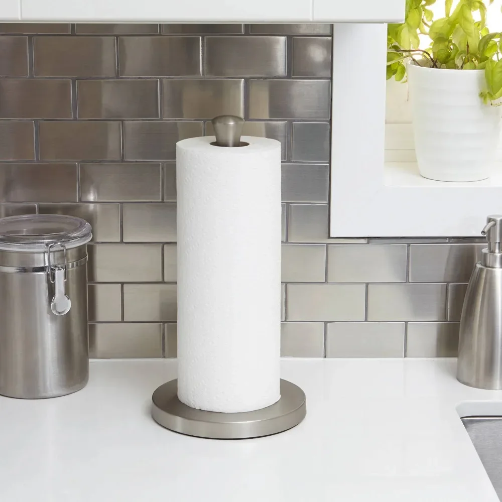

Свободно стоящий держатель для бумажных полотенец Better Homes & Gardens с утяжеленным нескользящим основанием, 14 дюймов, никель