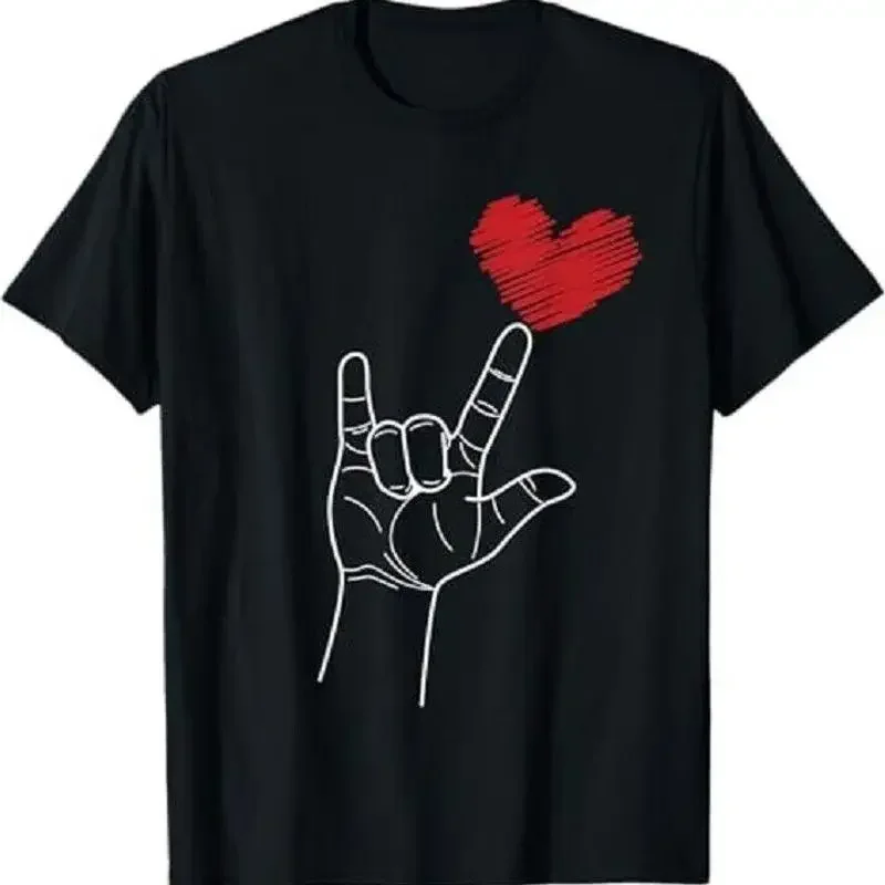 Valentines Day I Love You Hand Sign ASL Heart Women Men T Shirt