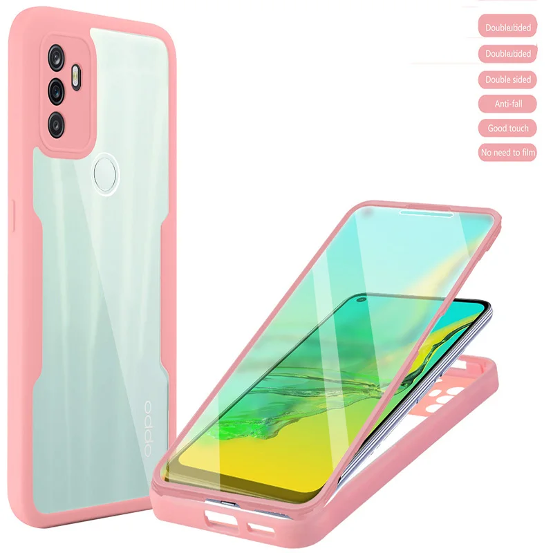 360 Full Body Protection Case For OPPO A2 A5 A9 2020 A15 A32 A33 A35 A36 A52 A53 A54 A55 Double Sided Silicone Shockproof Cover