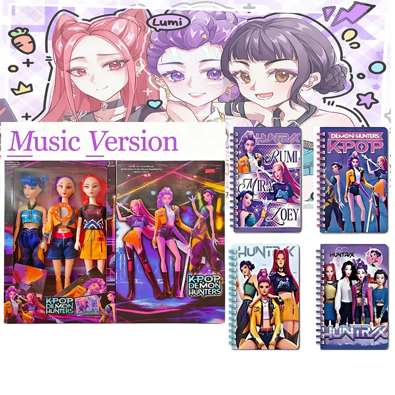 Rumi Mira Zoey Novo conjunto Kpop série portátil notebook e bonecas musicais-pacote com 3 cores de alta belezapresente de papelaria criativa para meninas
