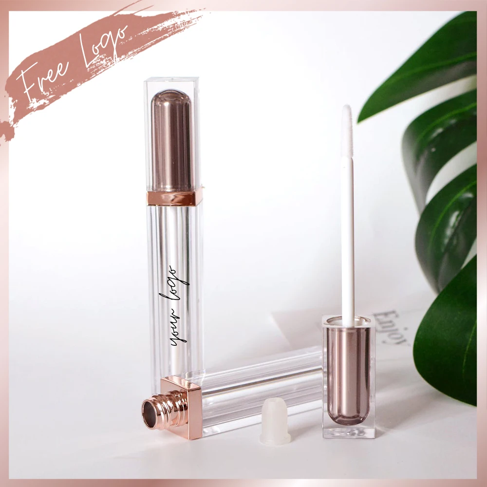 Private Label 7ml/0.24oz Empty Lip Gloss Wand Tubes Containers Refillable Clear Bottle Pipe for DIY Lipstick Samples Lip Oil