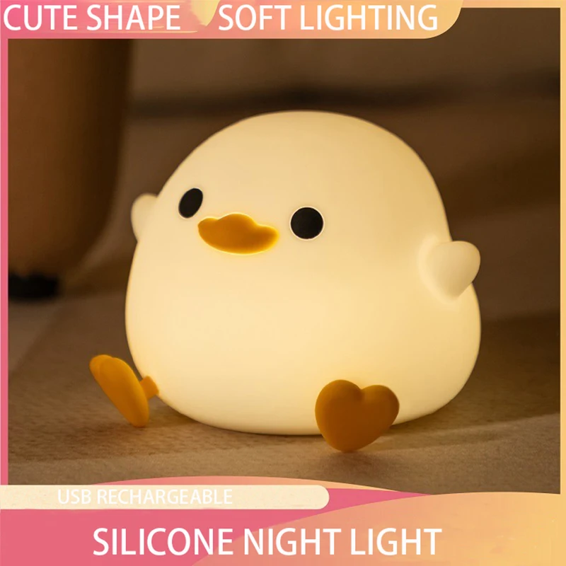 

LED Night Light Beside Lamp USB Charging Light Warm Atmosphere Lighting Doudou Duck Silicone Companion Sleep Patting Lamp 0.5W