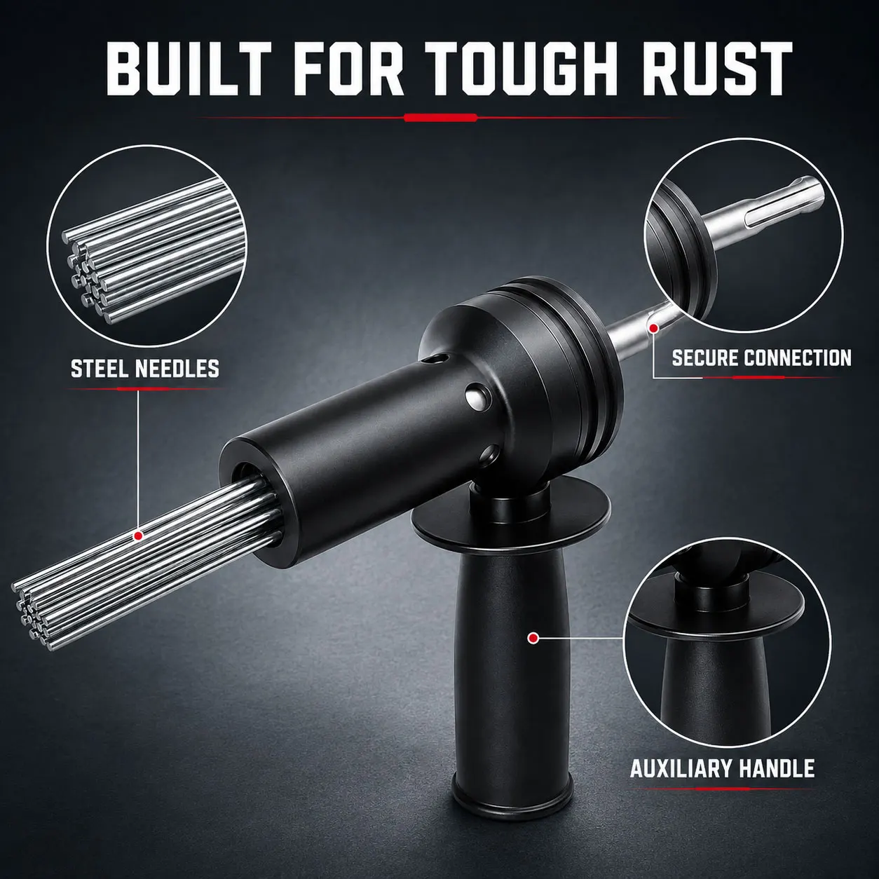 Needle Scaler Rust Remover Attachment SDS Round Shank Electric Hammer Accessory For Steel Structure Paint Weld Slag Cleaning