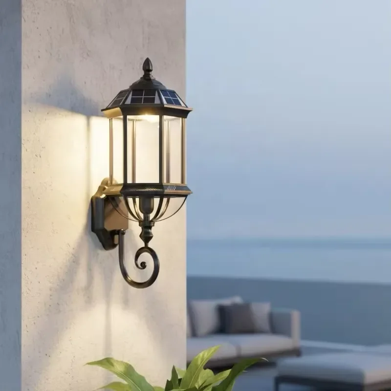 Outdoor LED cylindrical wall lamp IP65 waterproof chandelier for courtyard corridor retro European style